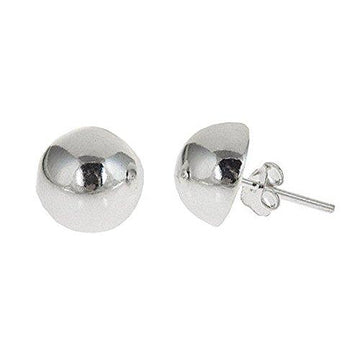 Half Ball Stud Button Moon Stud Post Earrings 925 Sterling Silver